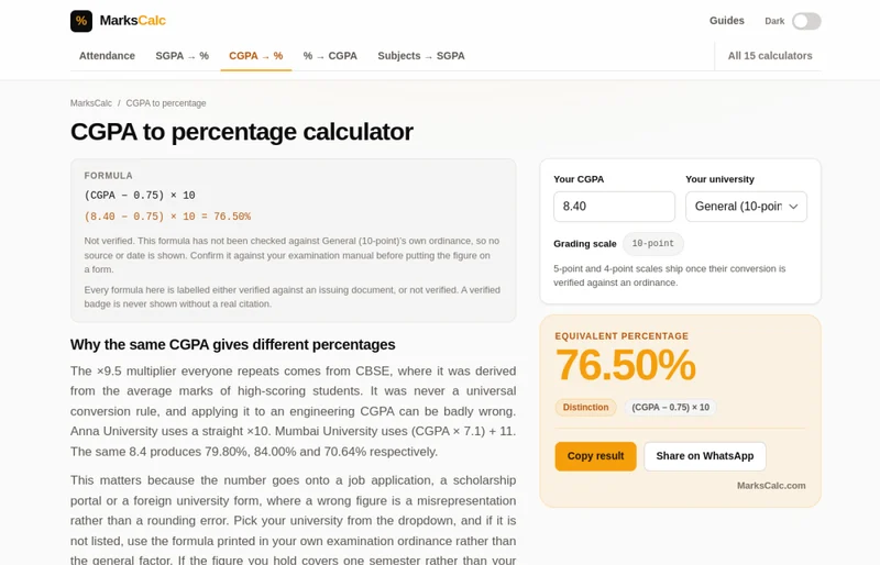 MarksCalc — real product screenshot