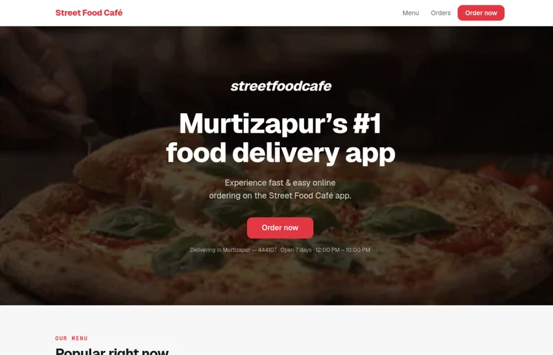 Street Food Cafe — real product screenshot